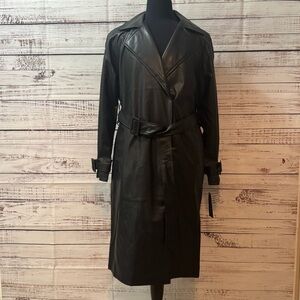Sebby Collection Faux Leather Trench Coat